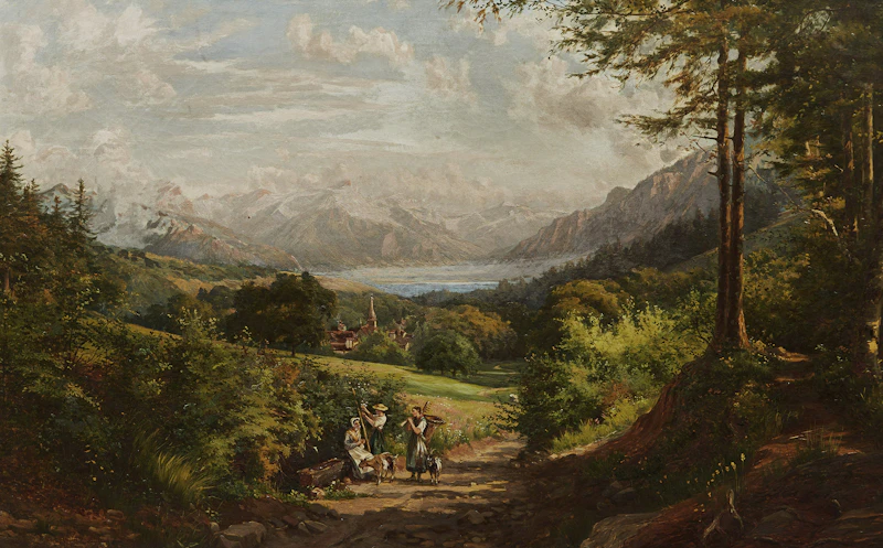 Mountainous Landscape with Figures by Charles Jones Way