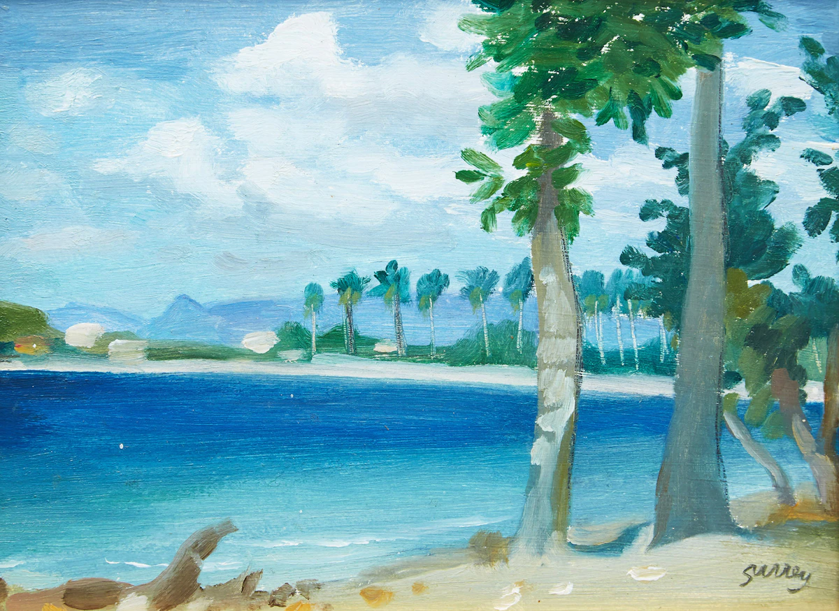 Philip Henry Howard Surrey, Beach at L’Anse Mitan, Martinique  , oil on board, 1964