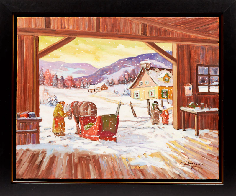 Claude Langevin, Le depart, oil on canvas - view 2