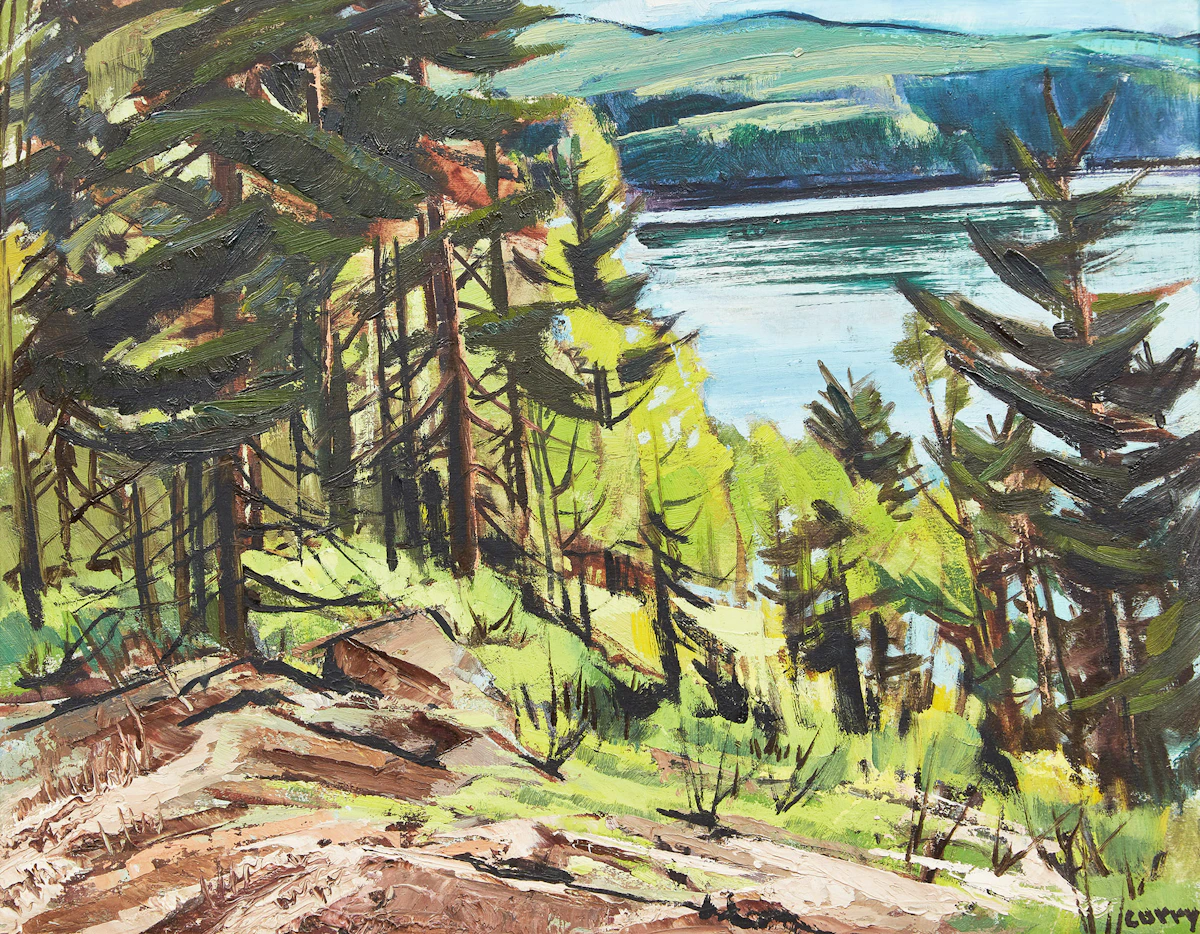 Ethel Luella Curry, Summer Shore, Drag Lake, Haliburton, oil on board, 1955