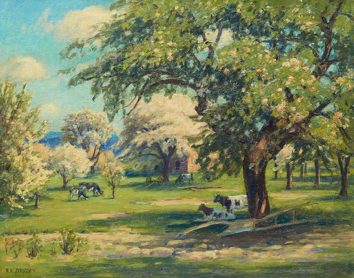 Frederick Henry Brigden, Cows at Pasture, oil  on canvas board