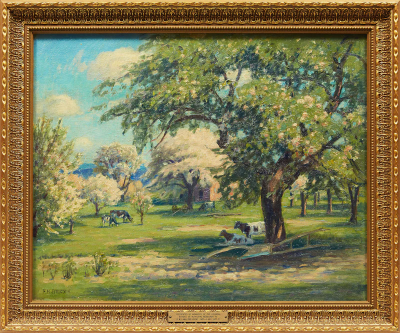Frederick Henry Brigden, Cows at Pasture, oil  on canvas board - view 2