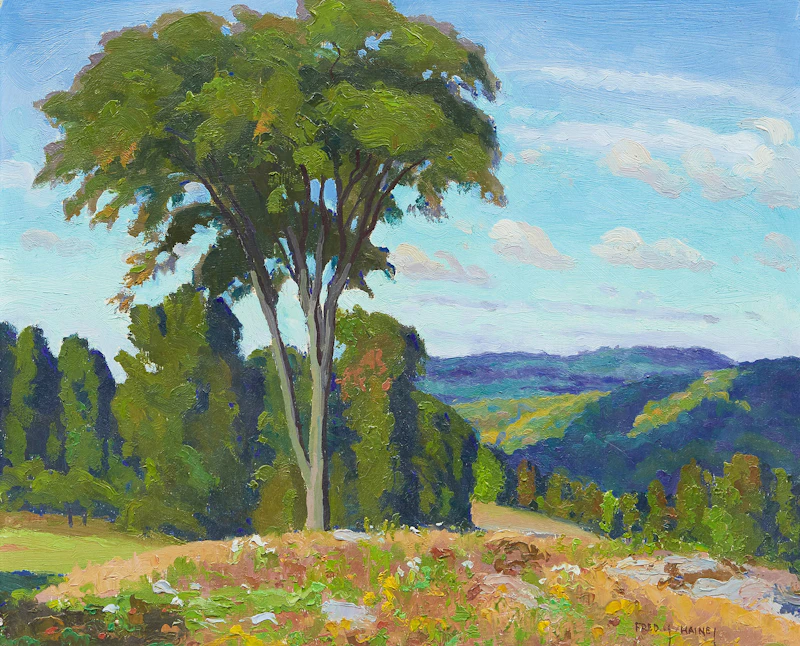 Frederick Stanley Haines, Summer Landscape, oil on board