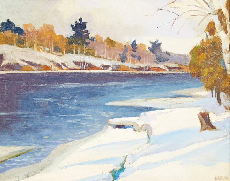 Joachim George Gauthier, Madawaska River in March, oil on canvas board