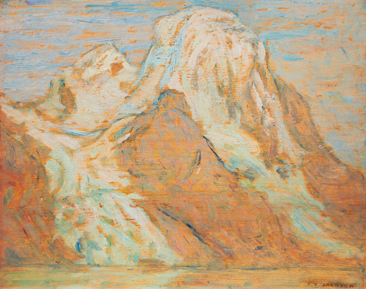 Alexander Young Jackson, Evening, Mount Robson from Berg Lake, oil on panel, 1914
