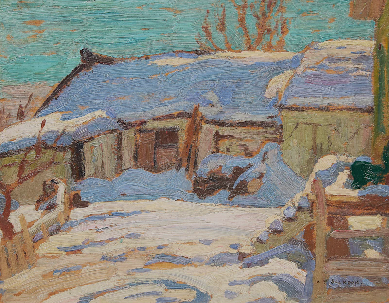Alexander Young Jackson, The Barnyard, Baie St. Paul, oil on panel