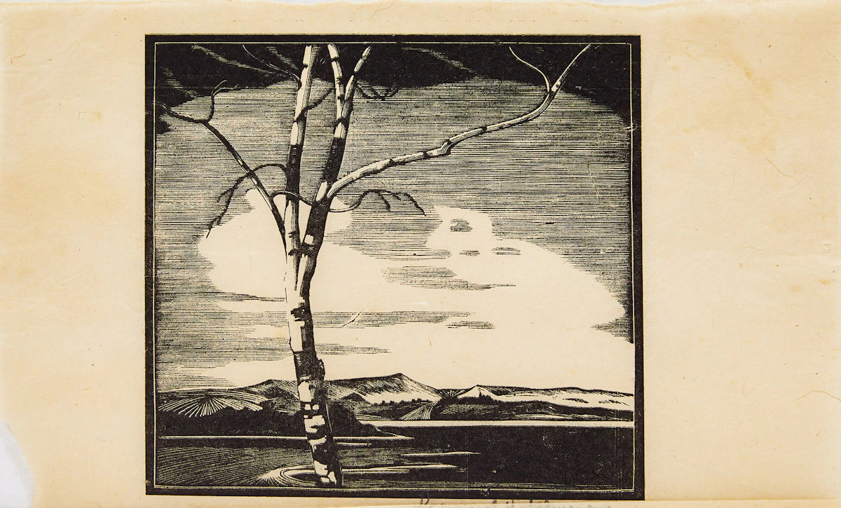 Leonard Hutchinson, Tree in the Landscape , etching