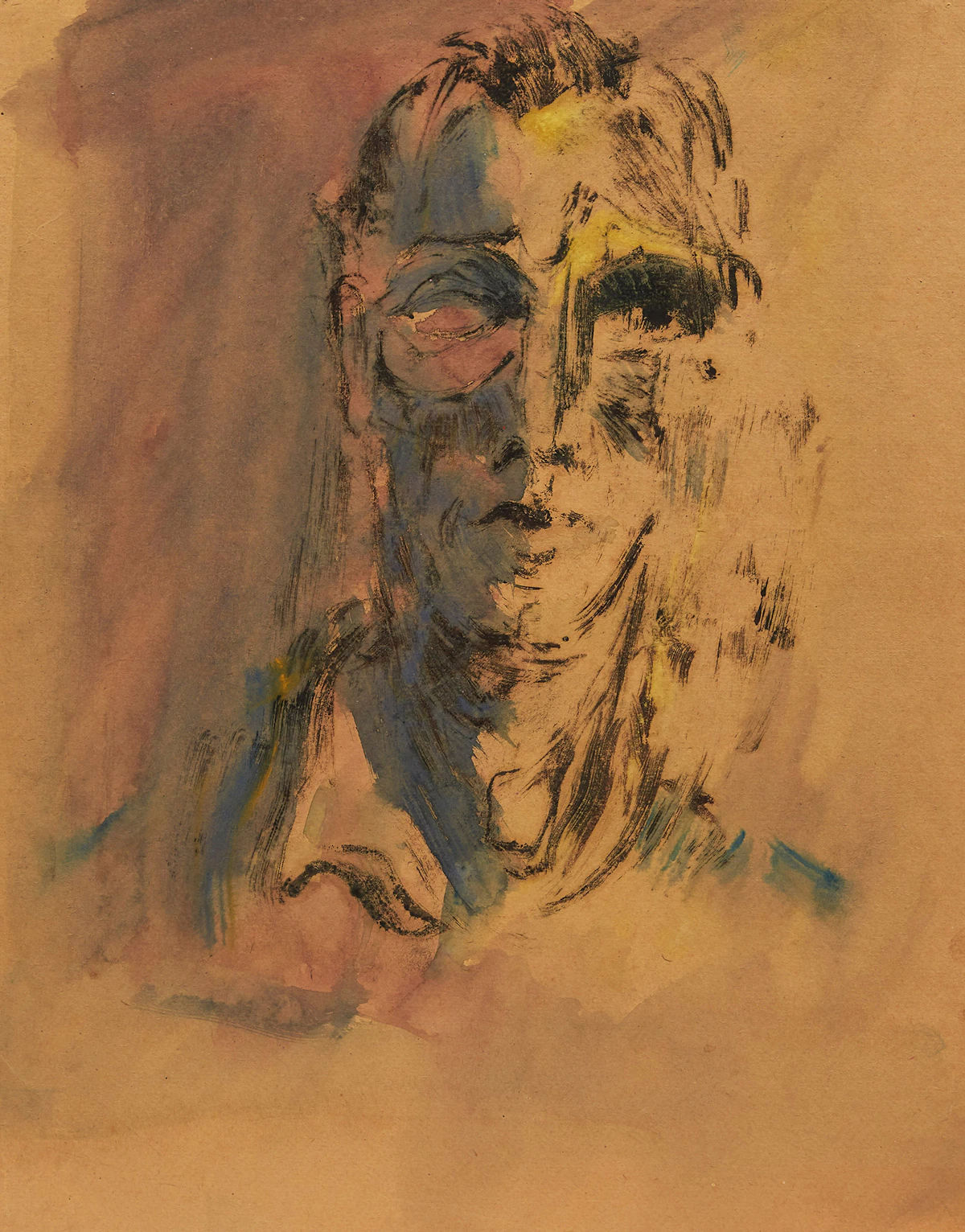 Alexander Samuel Millar, Portrait of a Man; Christ; Abstract Landscapes (3); Thistle, six works on paper laid down on board