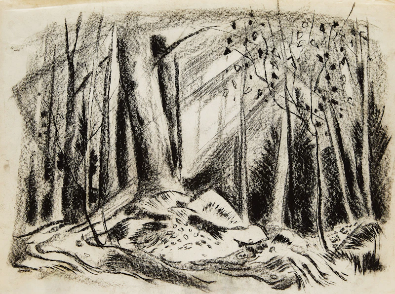 Alexander Samuel Millar, Forest Landscape; Country Landscape; Forest Study; Tree Study; Abstract Tree; Angry Cat, six works on paper