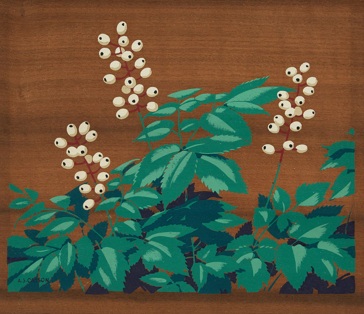 Alfred Joseph Casson, White Banberry, colour silkscreen on veneer