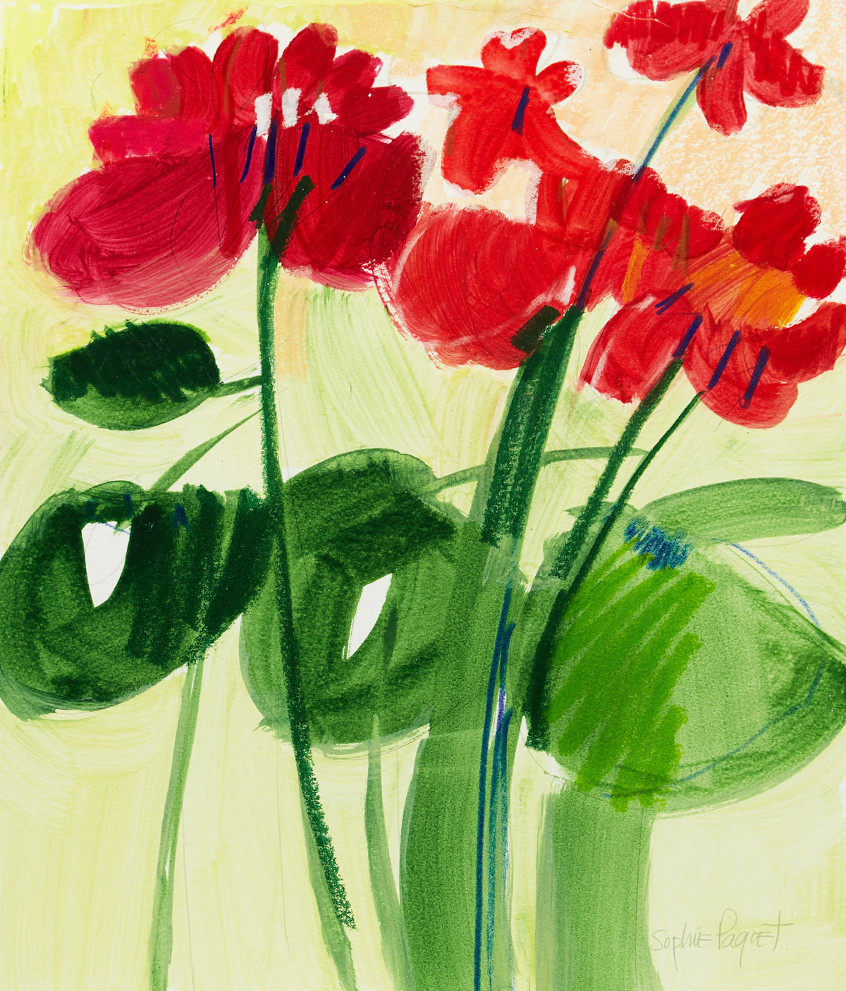Sophie Paquet, Floral Study, mixed media on paper