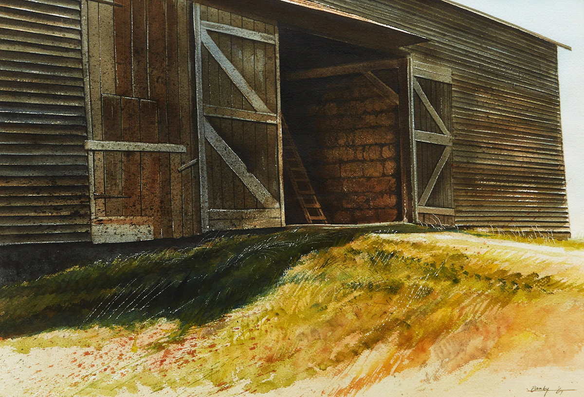 Kenneth Danby, Barn Door, watercolour, 1967
