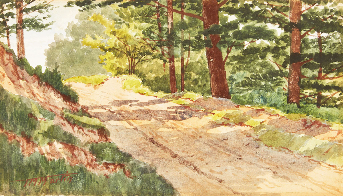 Thomas Mower Martin, Country Road , watercolour on card