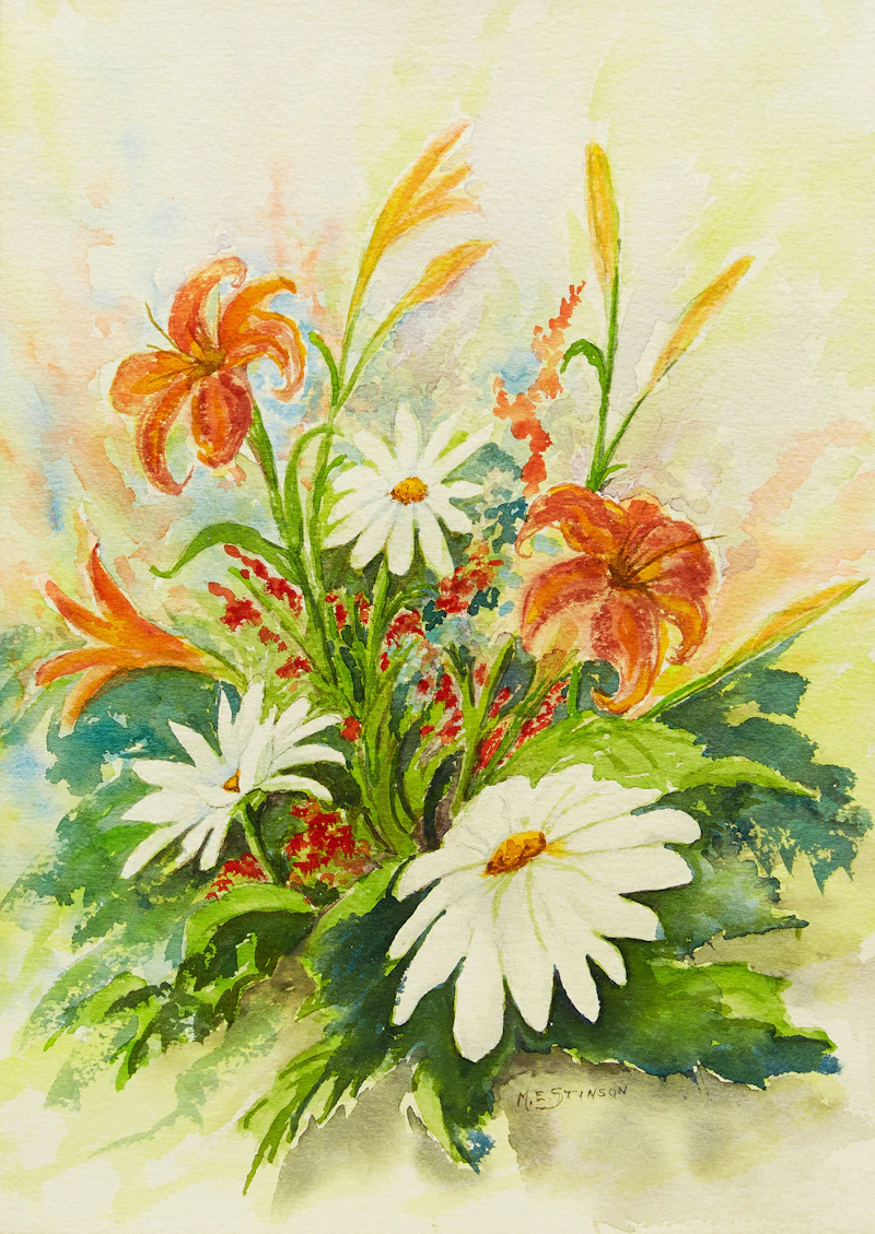Prairie Lilies and Daisies by 20th Century Canadian School