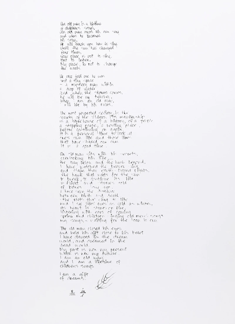 Michael Robinson, Untitled Poem (An Old Man is a Lifetime of Children’s Songs), set of three serigraphs