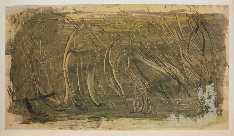 Alexander Samuel Millar, Abstract Study; Thistles; Tree Study; Abstract Landscape; Palm Tree; , five works on paper laid down on board