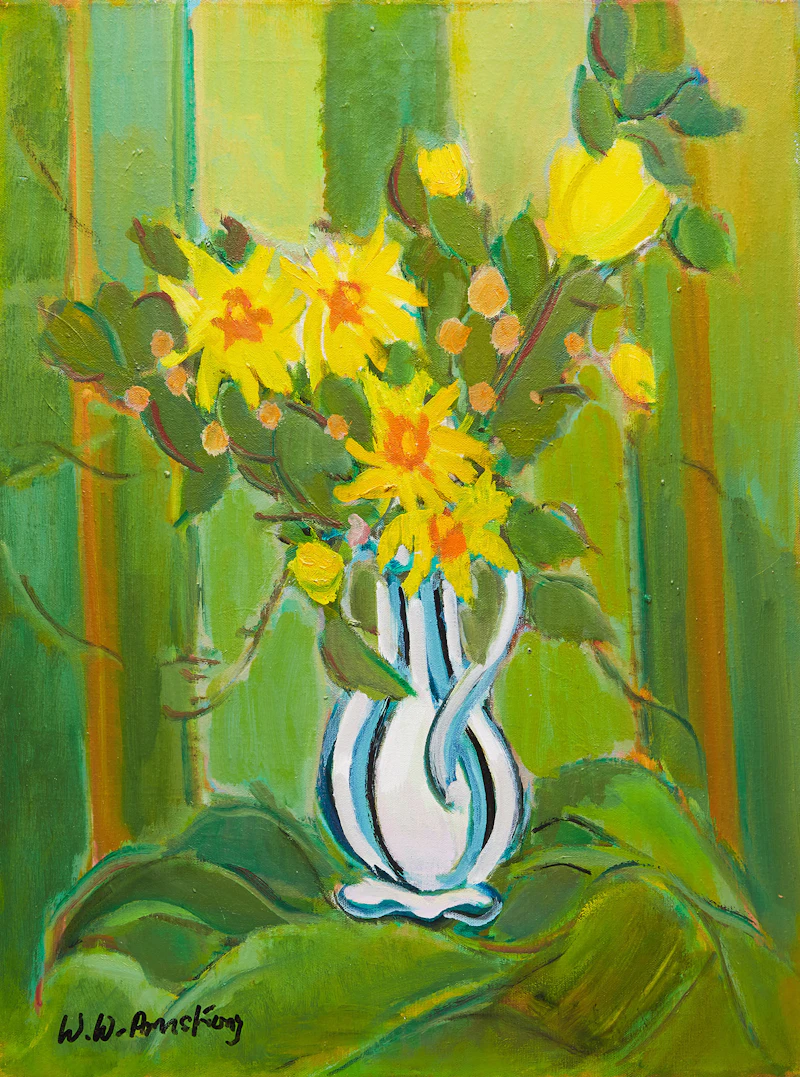 William Walton Armstrong, Jug with Flowers, oil on canvas