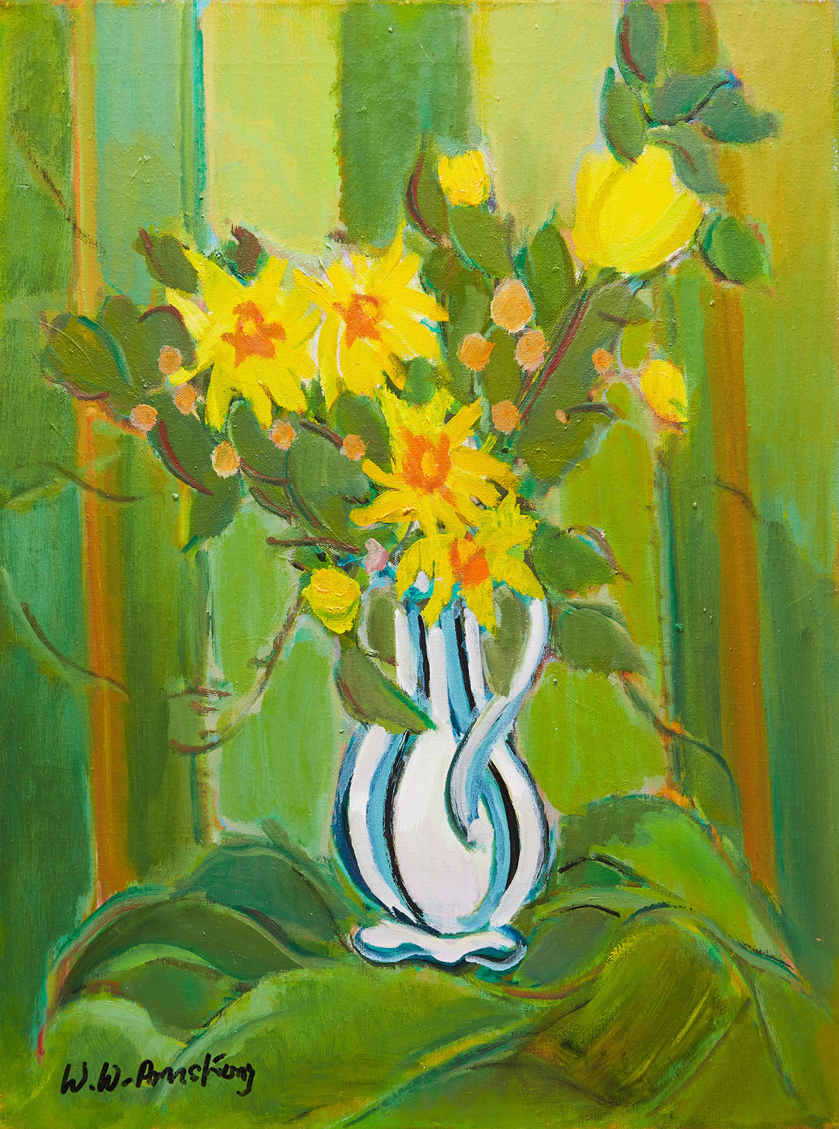 William Walton Armstrong, Jug with Flowers, oil on canvas