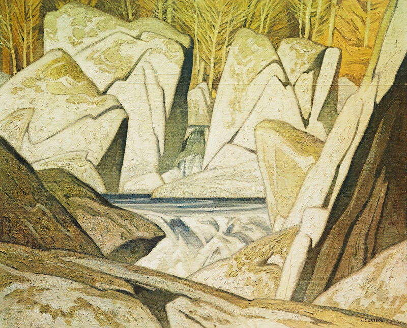 Alfred Joseph Casson, Rock Cluster Madawaska River 1963; Rock Cluster; First Snow, three photolithographic reproductions