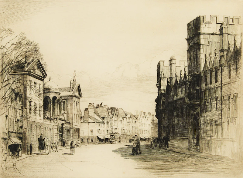 Gyrth Russell, Street Scene, etching