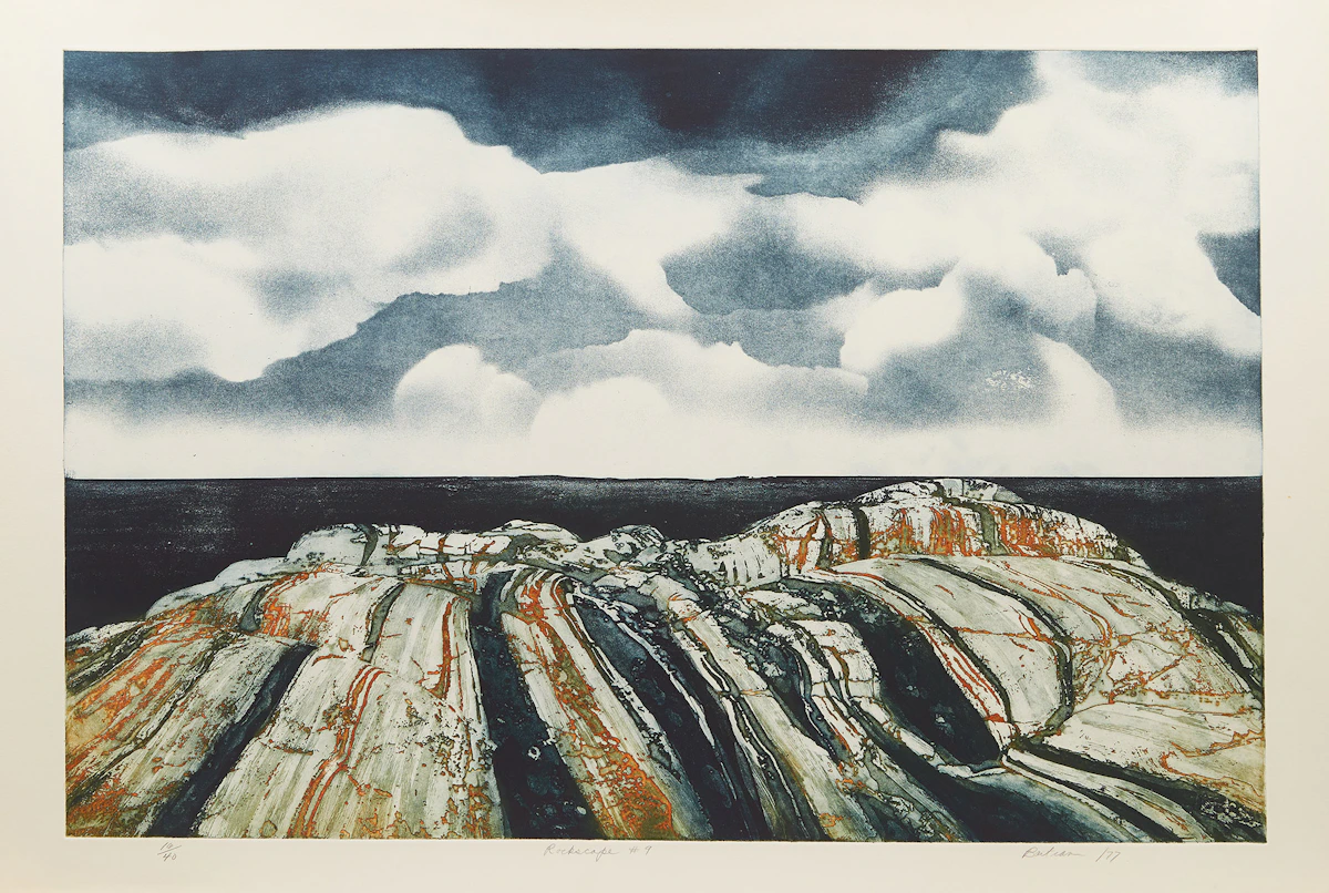 Edward John Bartram, Rockscape #9, colour etching, 1977