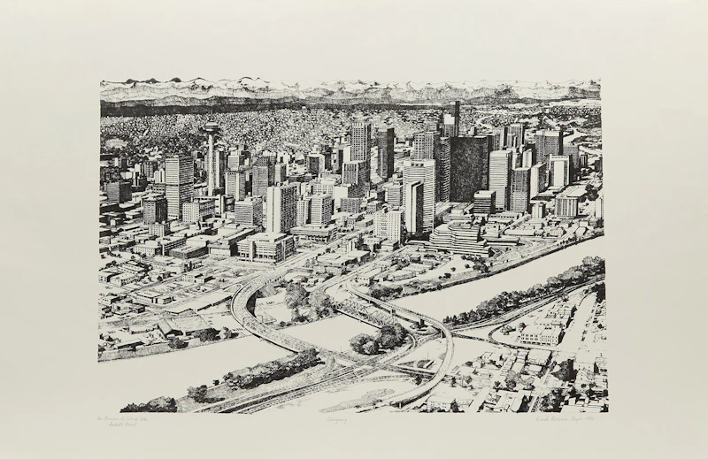 Enid Robbie, Calgary, Sept. 1981 (In Praise of Cities 32), lithograph