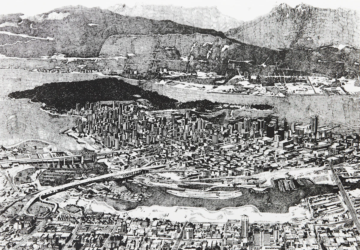 Enid Robbie, Vancouver, 1977 (In Praise of Cities 6, 1/5), lithograph, 1977