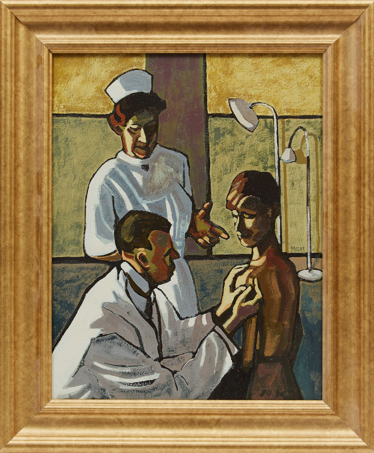 Prescotte M.M. Jones, At the Doctors, oil on canvas, 1980