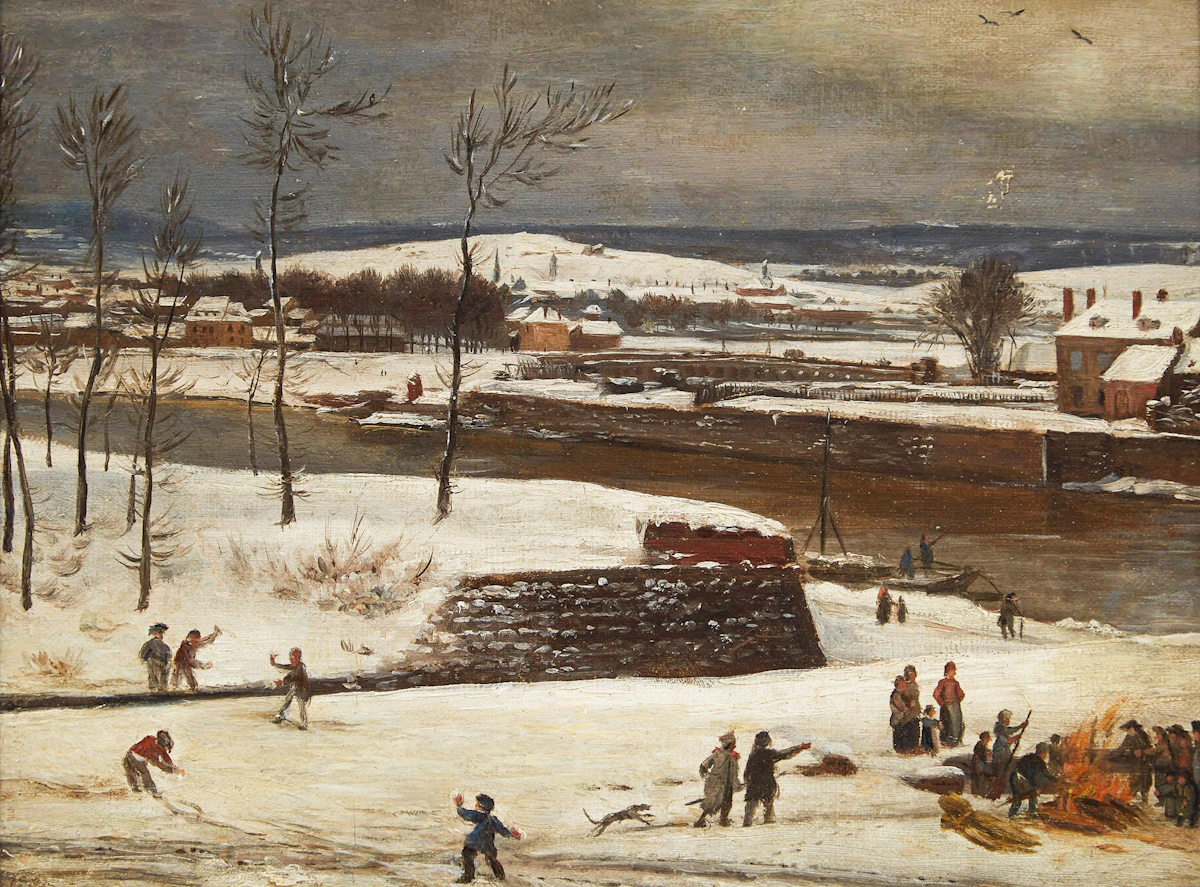 Unknown 19th Century Artist, Winter Play (Quebec), oil on canvas
