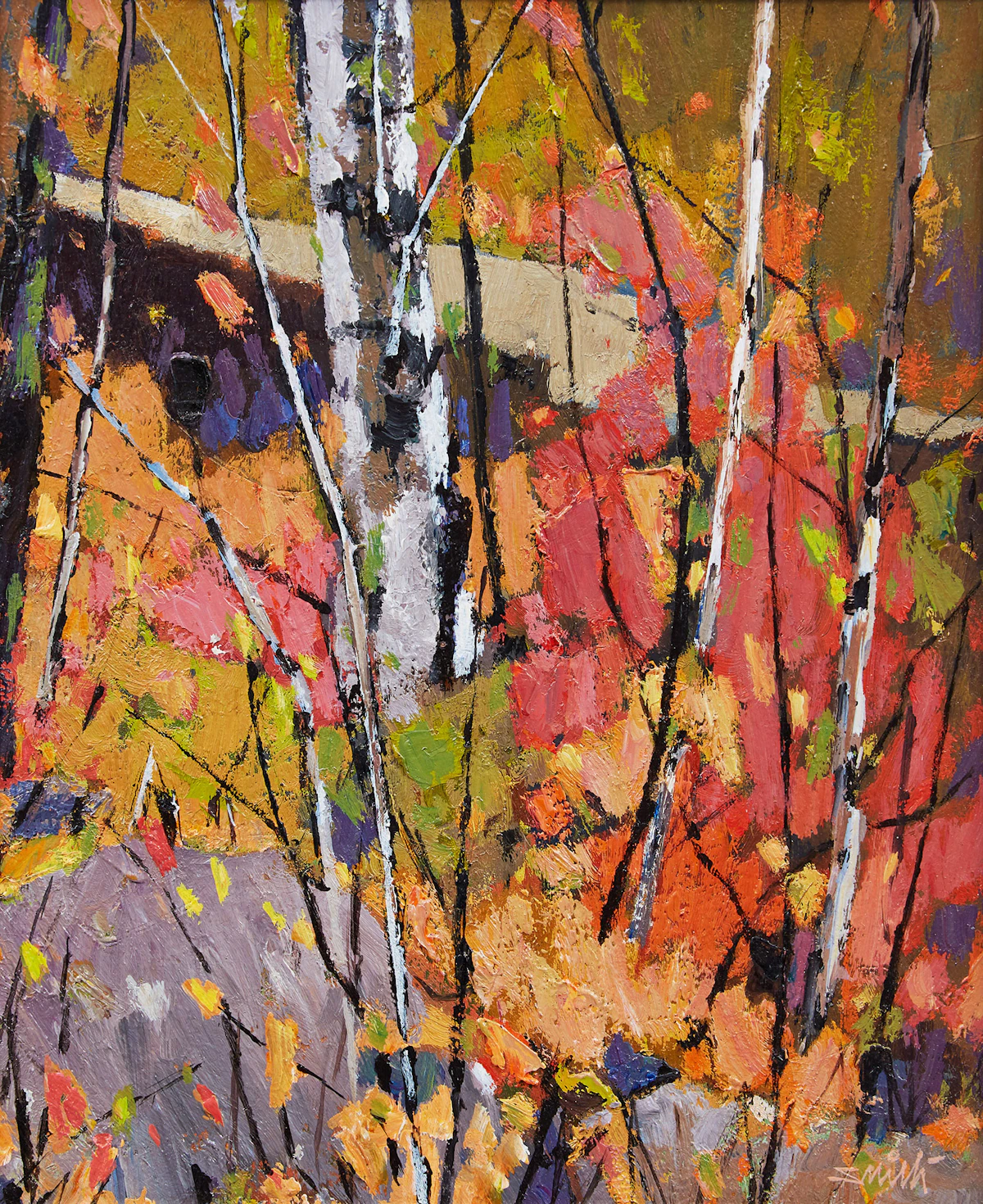 Donald Appelbe Smith, Two Works: Muskoka Scarlet and Gold; Untitled Landscape , oil on board; acrylic on board, 1981
