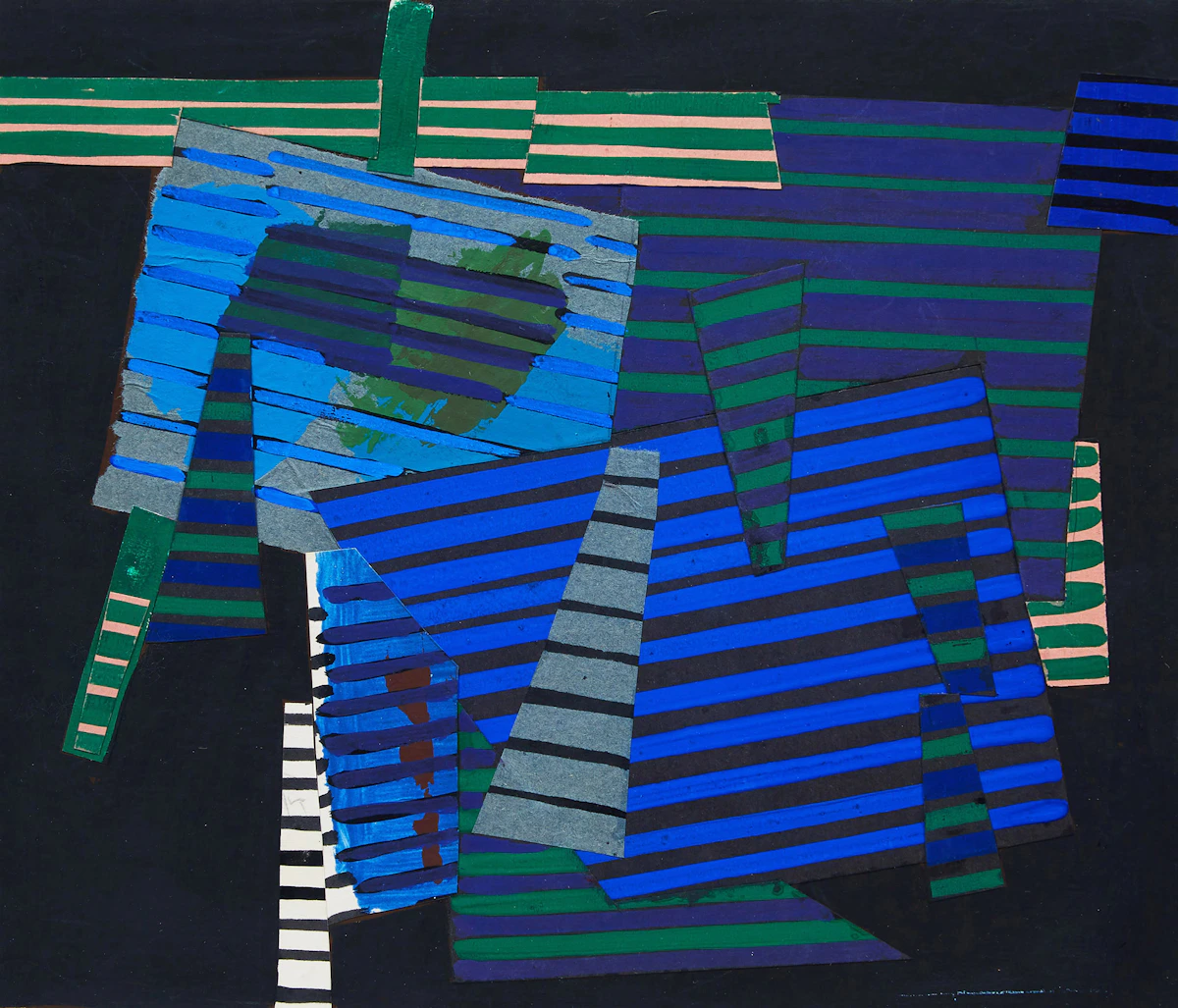 Ronald York Wilson, Concept with Green (Paris), gouache and collage on mat board, 1966