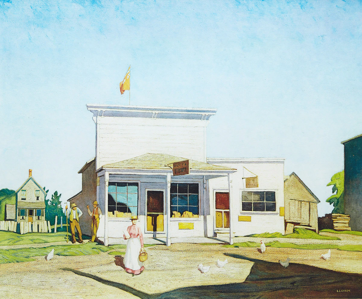 Alfred Joseph Casson, The Village Store, photolithographic reproduction