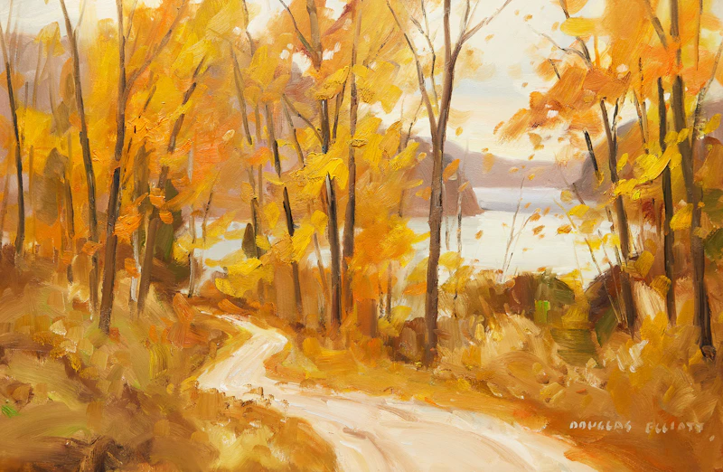 Douglas Ferguson Elliott, Autumn Near Minden, Ont., oil on masonite
