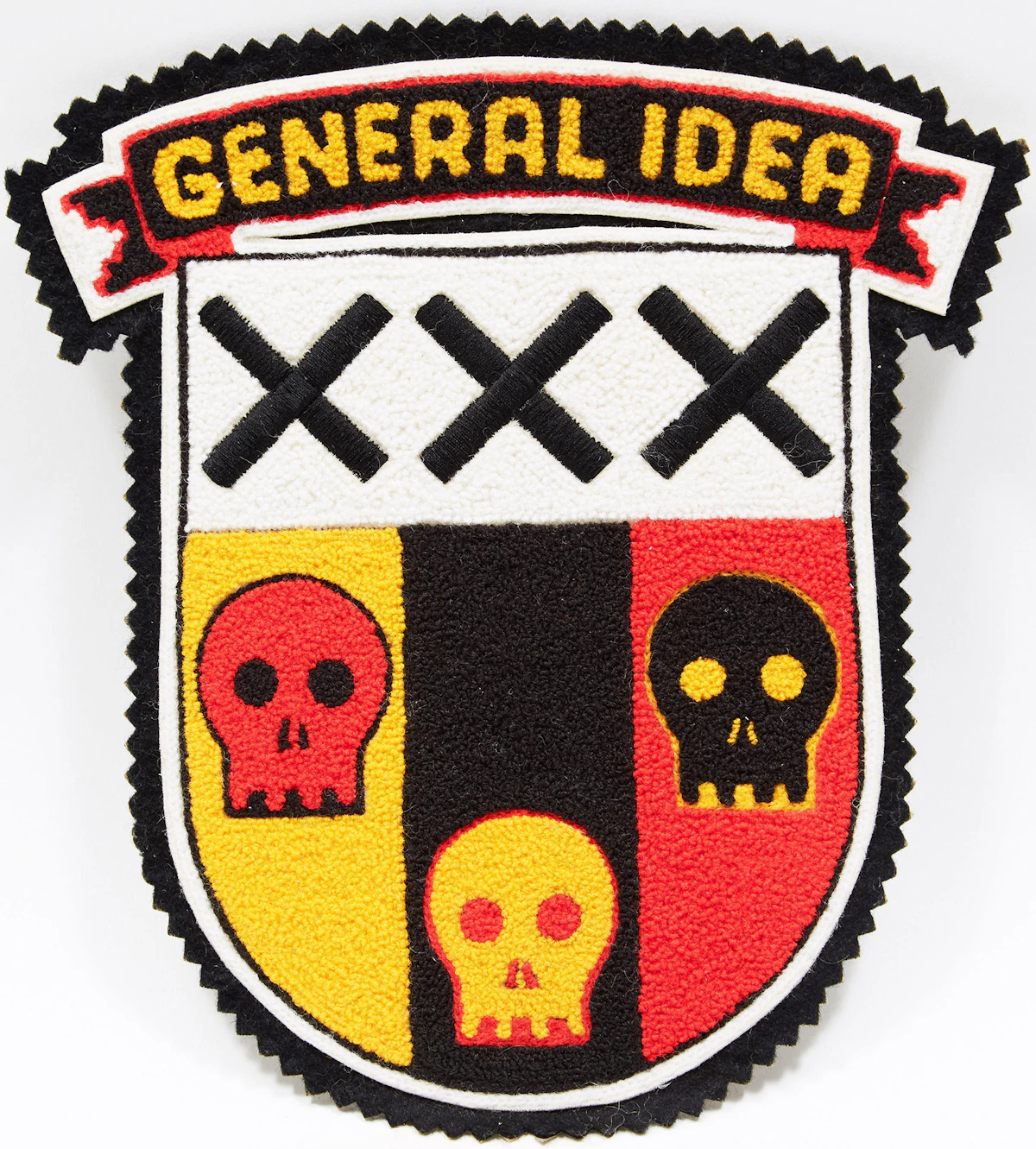 General Idea, Post Mortem, embroidered crest, 1988