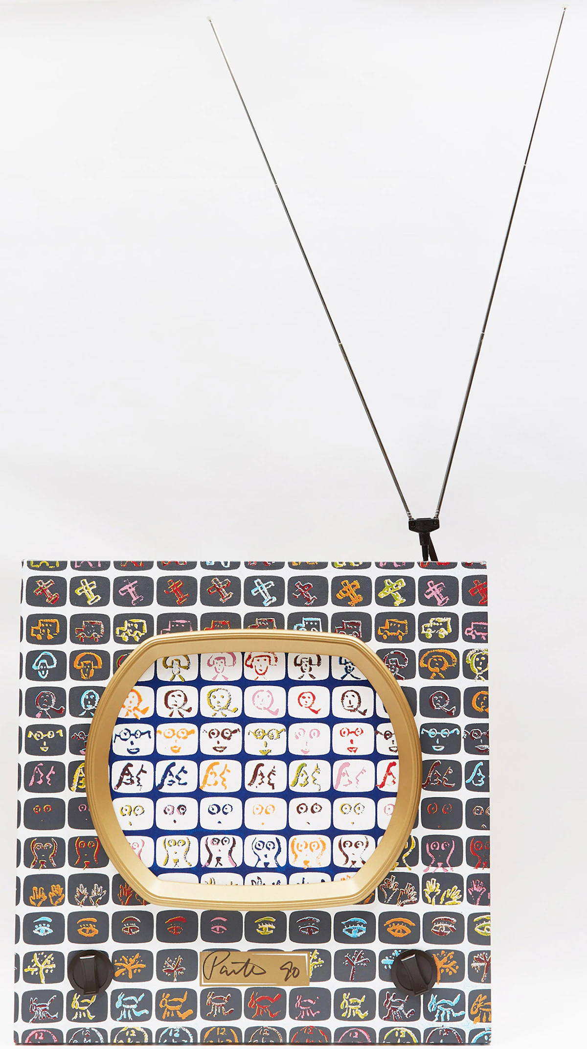 Nam June Paik, Television (ICA Edition), plastic elements collaged on silkscreen on canvas with antenna, 1990