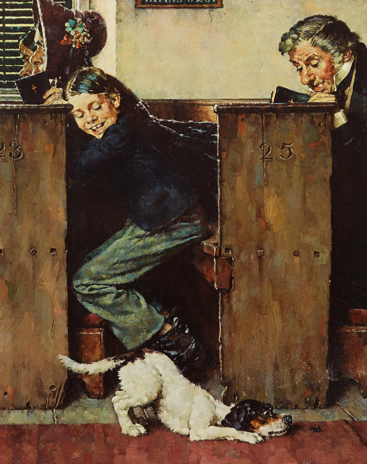 Norman Percevel Rockwell, From the Tom Sawyer Portfolio: Dog and Beetle; The Medicine; Dead Cat; The Caning (4), four colour lithographs