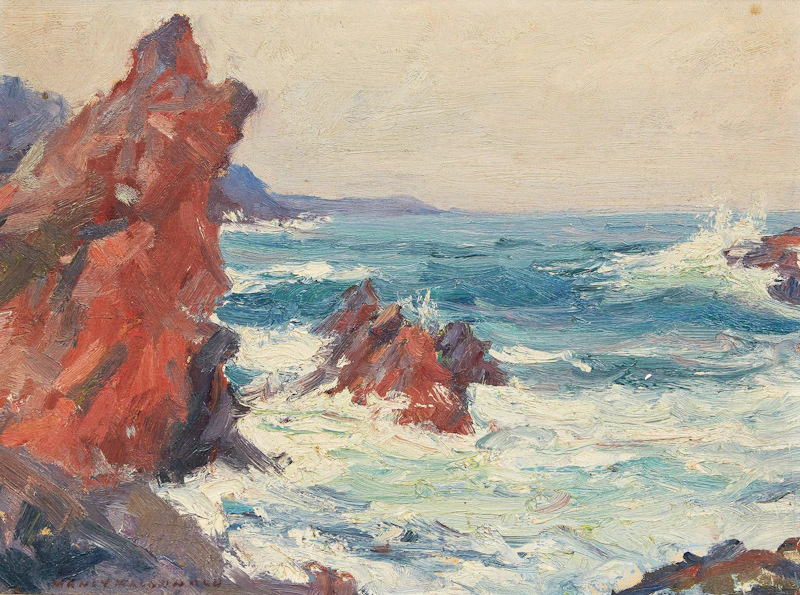 Waves and Rocky Shore by Manly Edward MacDonald