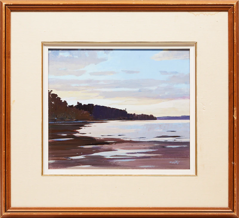 Donald Appelbe Smith, Sunlit Falls - Rousseau, Ont.; Sunset Near Yellow Point, two acrylics on board, 1985-1986 - view 2