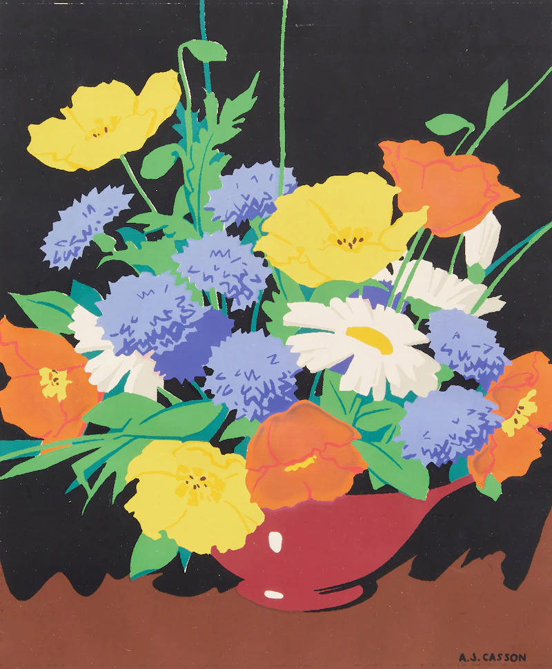 Alfred Joseph Casson, Floral Arrangement, colour silkscreen