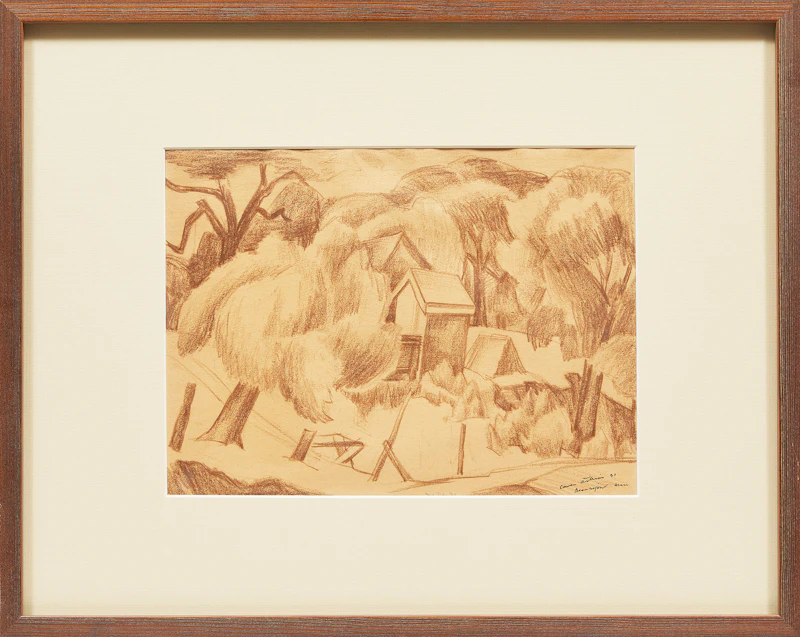 Ernest Caven Atkins, Beausejour Morn, brown pencil on paper, 1931 - view 2