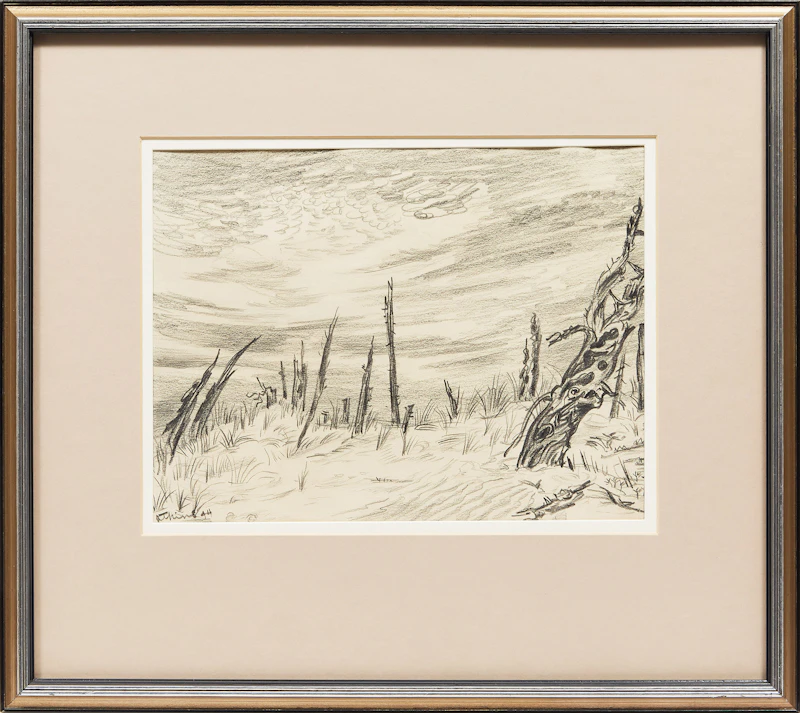 Ernest Caven Atkins, The Sandbanks, graphite drawing, 1944 - view 2