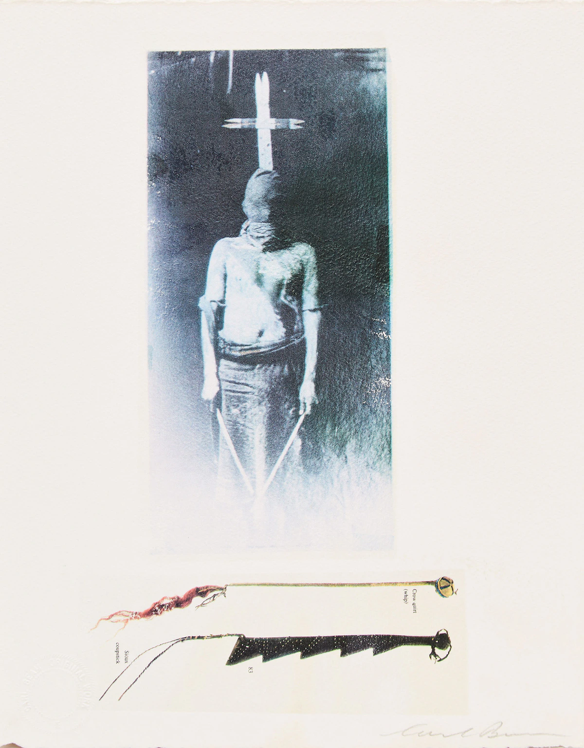 Carl Beam, Cross/ Crow quirt, mixed media on paper
