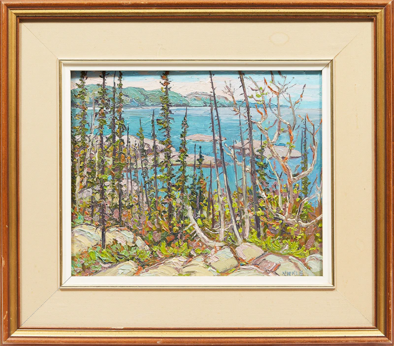 Lawrence Nickle, Michipicoten Harbour Toward Brule Harbour,  Lake Superior, oil on board, 1985 - view 2