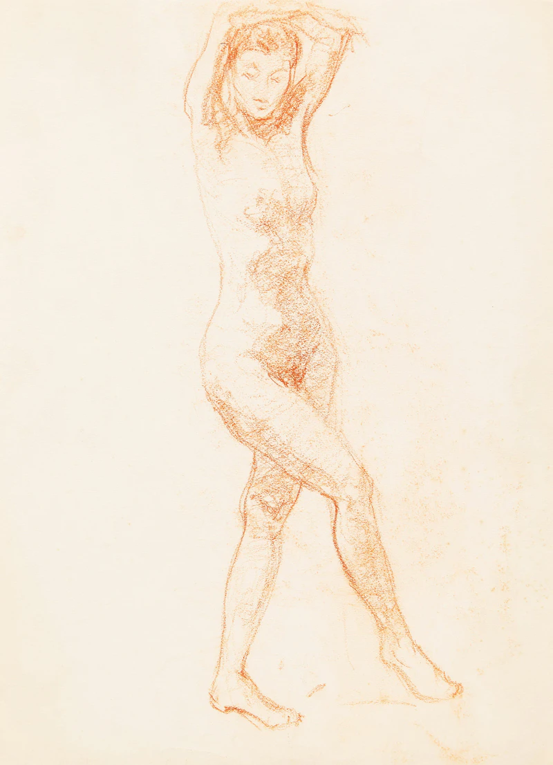 Manly Edward MacDonald, Team of Horses; Standing Nude, two crayon drawings - view 5