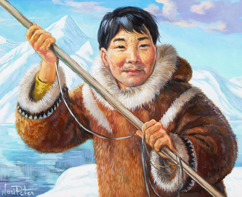 Nori Peter, Child with Puppy; Man with Spear, two oil paintings - view 4