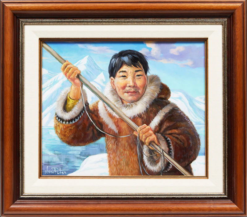 Nori Peter, Child with Puppy; Man with Spear, two oil paintings - view 5