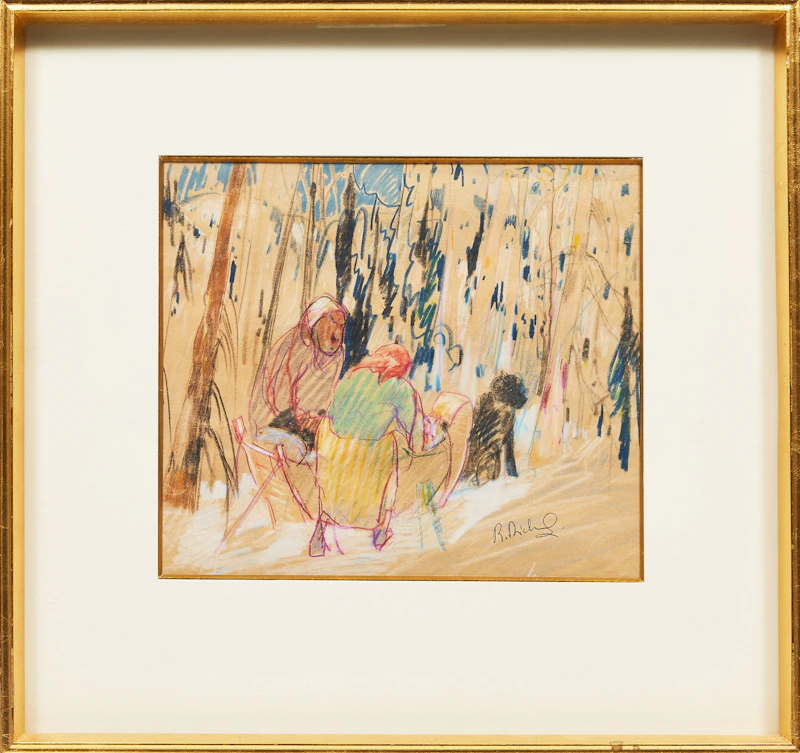 René Richard, Campements de trappeurs, coloured crayon - view 2