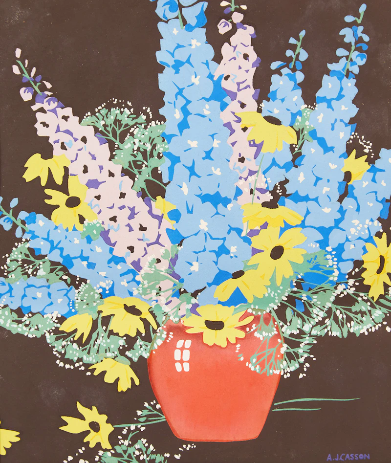 Alfred Joseph Casson, Frog on a Lilypad; Delphiniums and Daisies; Floral Arrangement, three silkscreens - view 4