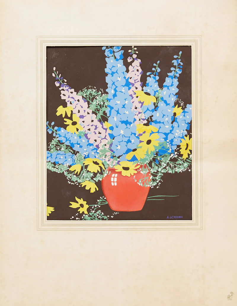 Alfred Joseph Casson, Frog on a Lilypad; Delphiniums and Daisies; Floral Arrangement, three silkscreens - view 5