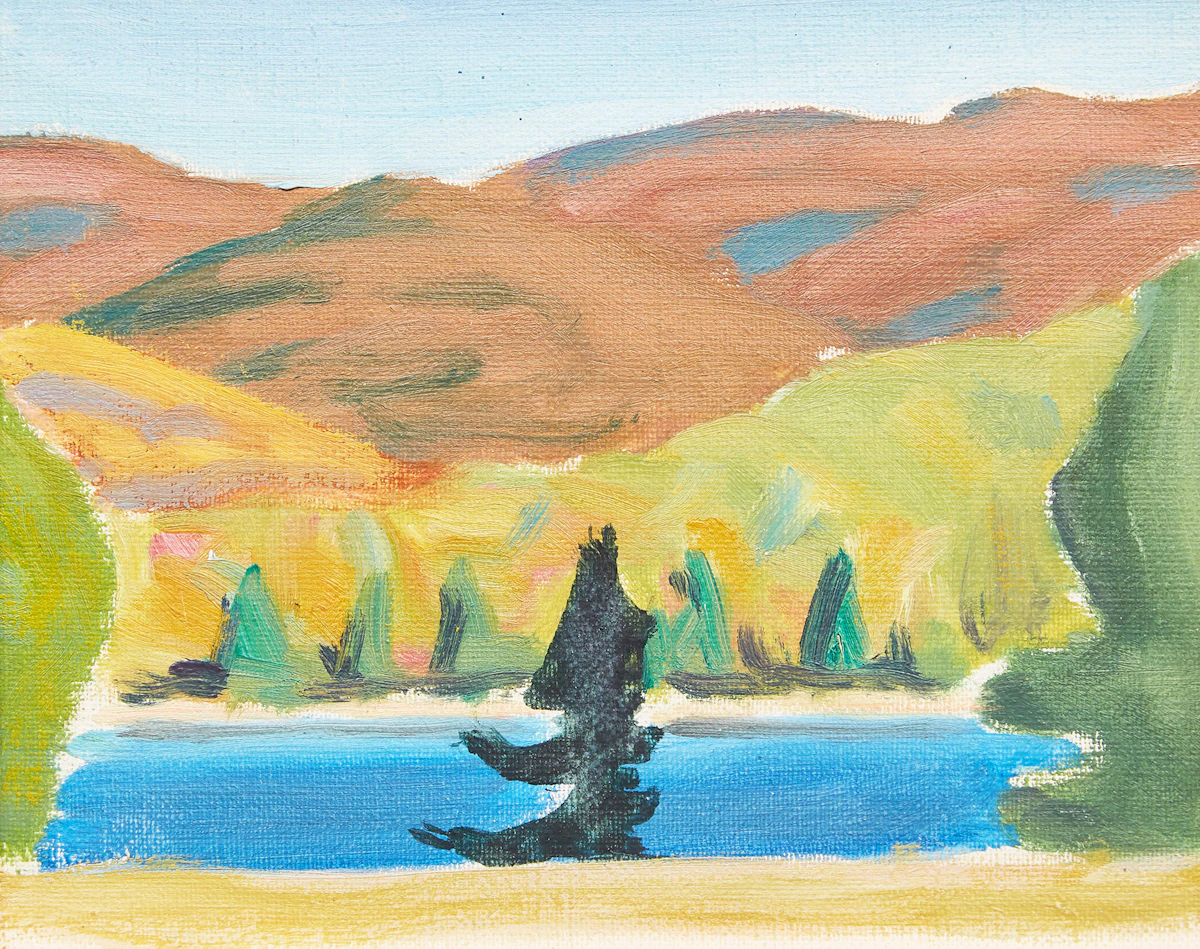 John Goodwin Lyman, Laurentian Lake, oil on unstretched canvas